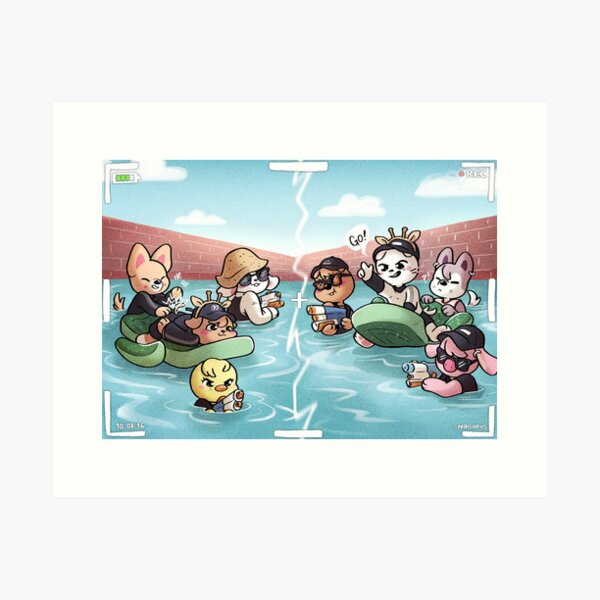 Item preview, Stray Kids - Skzoo playing in the pool designed and sold by nailurus.