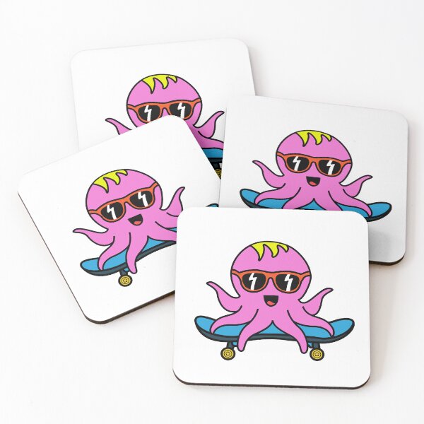 Item preview, Octopia-art with sunglasses skating drawing designed and sold by Blondiabshop.