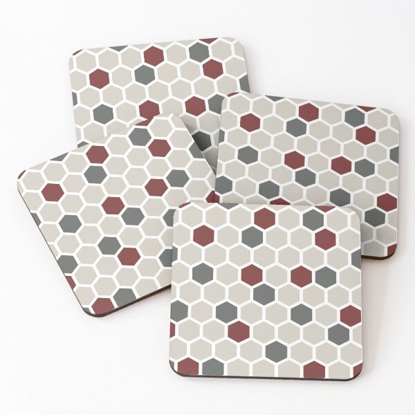 Item preview, Geometric Hexagon Grey Maroon Brown Print Pattern | Honeycomb Pattern designed and sold by Tremendo.