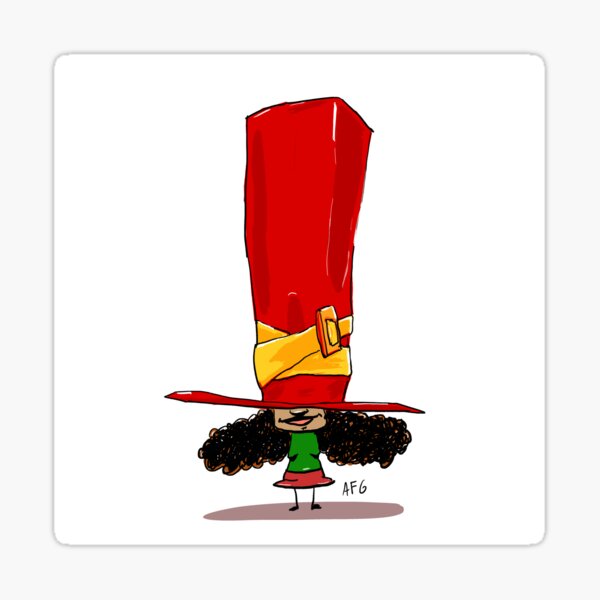 Girl with Big Red Hat Sticker