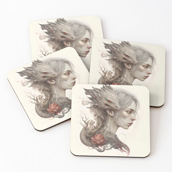 Item preview, Silver Haired woman with Silver Dragon Fantasy artwork  designed and sold by QueenRegina1.