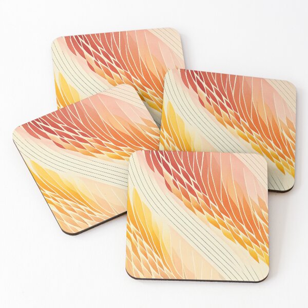 Artikelvorschau, "Mariah" - Watercolor Abstract Painting Stripes Pattern in Yellow, Red, White, Pink, Orange, Cream, entworfen und verkauft von HiArtify ❤️.