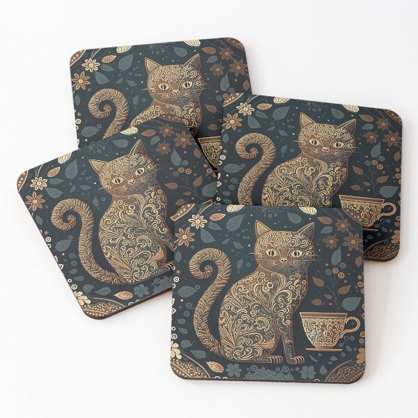 Item preview, Cat and Coffee Design Pattern designed and sold by Juliascutecornr.