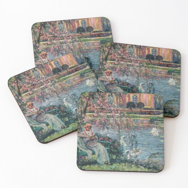 Item preview, Eugene Chigot -Jeumme femme au bord de l'etang designed and sold by tomorrowsart.