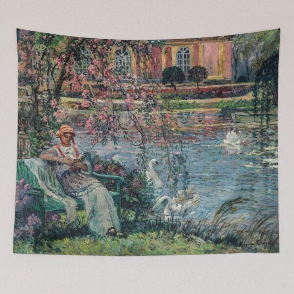 Item preview, Eugene Chigot -Jeumme femme au bord de l'etang designed and sold by tomorrowsart.