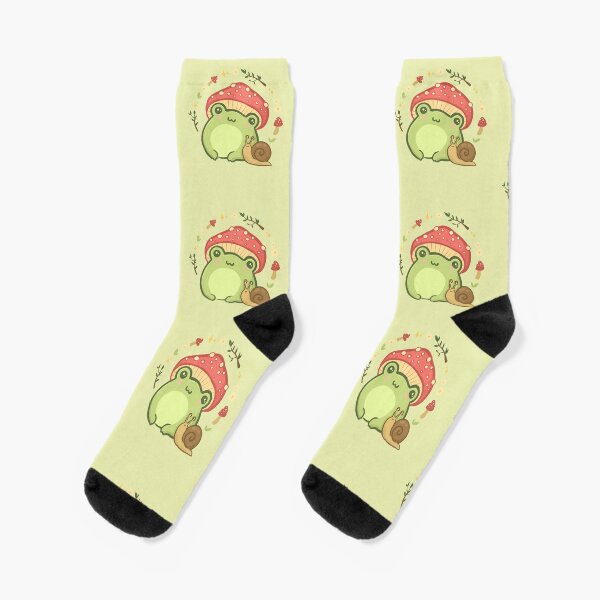 Item preview, Cute Kawaii Frog with Toadstool Mushroom Hat and Snail: Cottagecore Aesthetic Love designed and sold by MinistryOfFrogs.