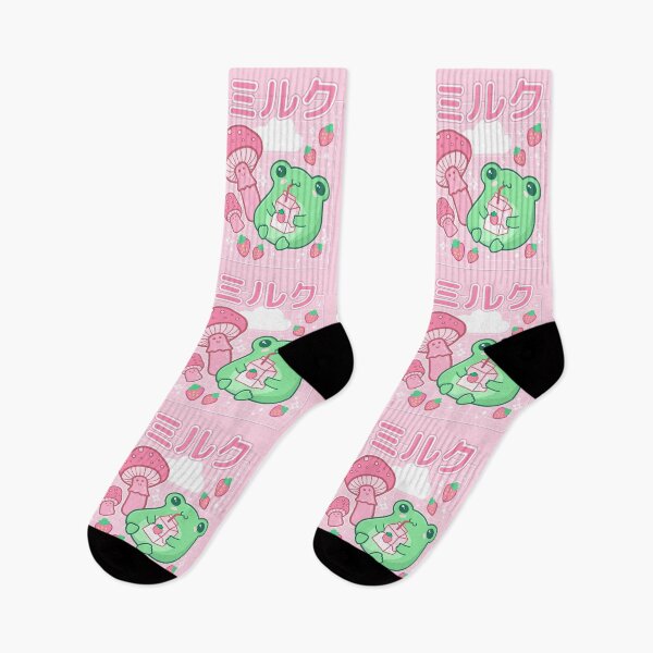 Item preview, Cute Cottagecore Frog with Strawberries in Retro 90s Kawaii Aesthetic: A Japanese Y2K Style Pink Fungi and Bubble Milk Froggy for Cyberpunk Weirdcore and Pinkish Frog Lovers designed and sold by MinistryOfFrogs.