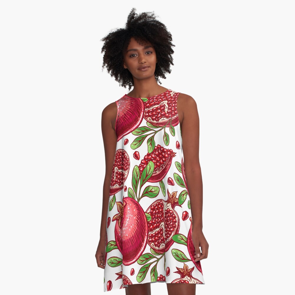Pomegranate Print A-Line Dress