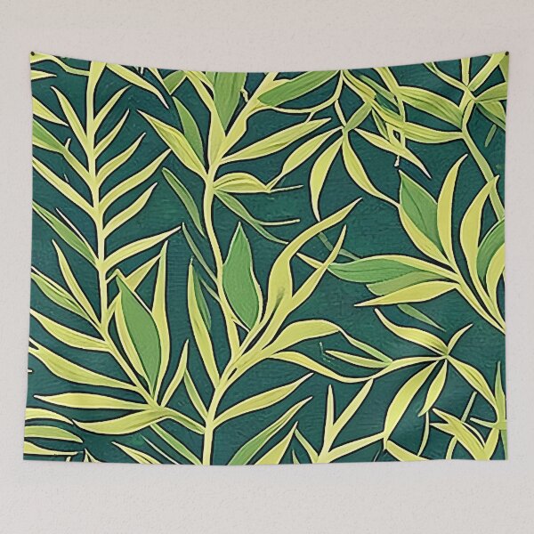 Item preview, Van Gogh Style Long Green Plant Leaves on a Green Textured Background designed and sold by sunflowerlight.