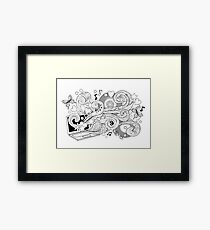Doodle design notebook.Zen-art laptop. Framed Print