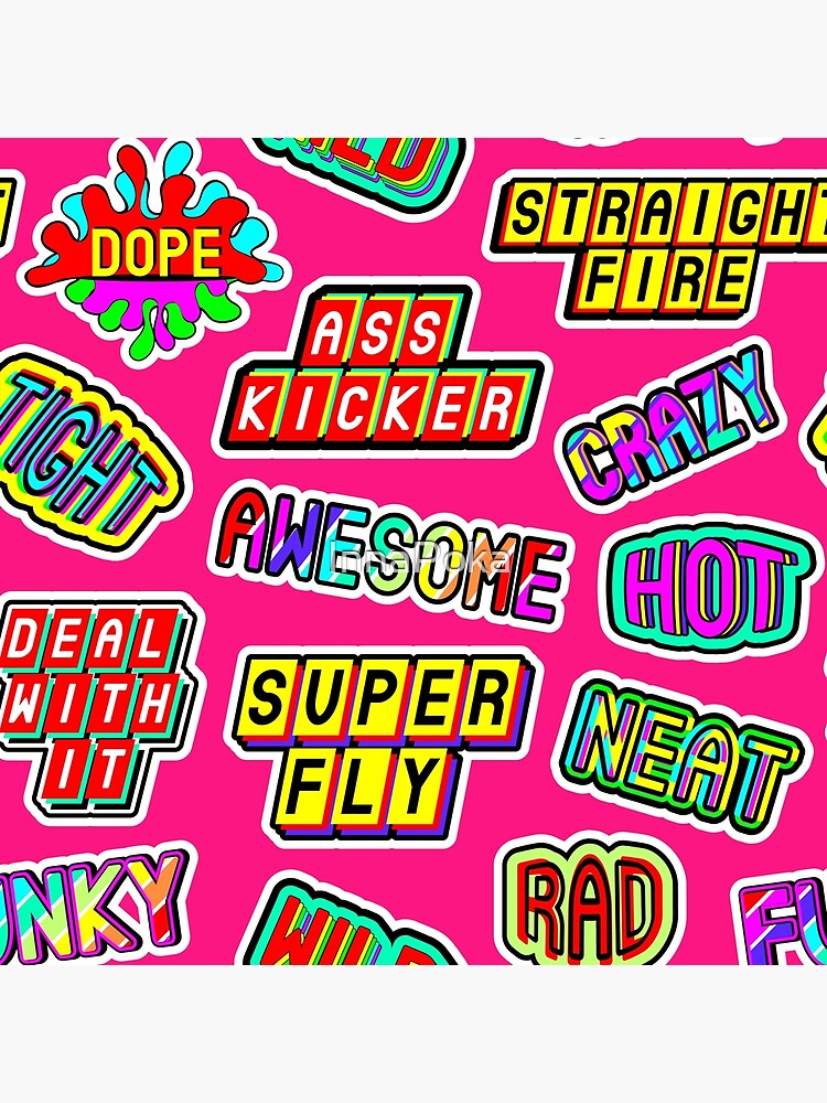 Seamless pattern with slang words and phrases: dope, straight fire, funky,  hot, deal with it, crazy, awesome, etc. | Tote Bag