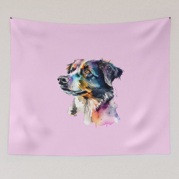 Item preview, Colorful portrait of a Border Collie dog in watercolor technique. designed and sold by KOTOdesign.