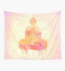 Orange and Yellow Buddha Watercolor Design | Spiritual Home Decor Wall Tapestry