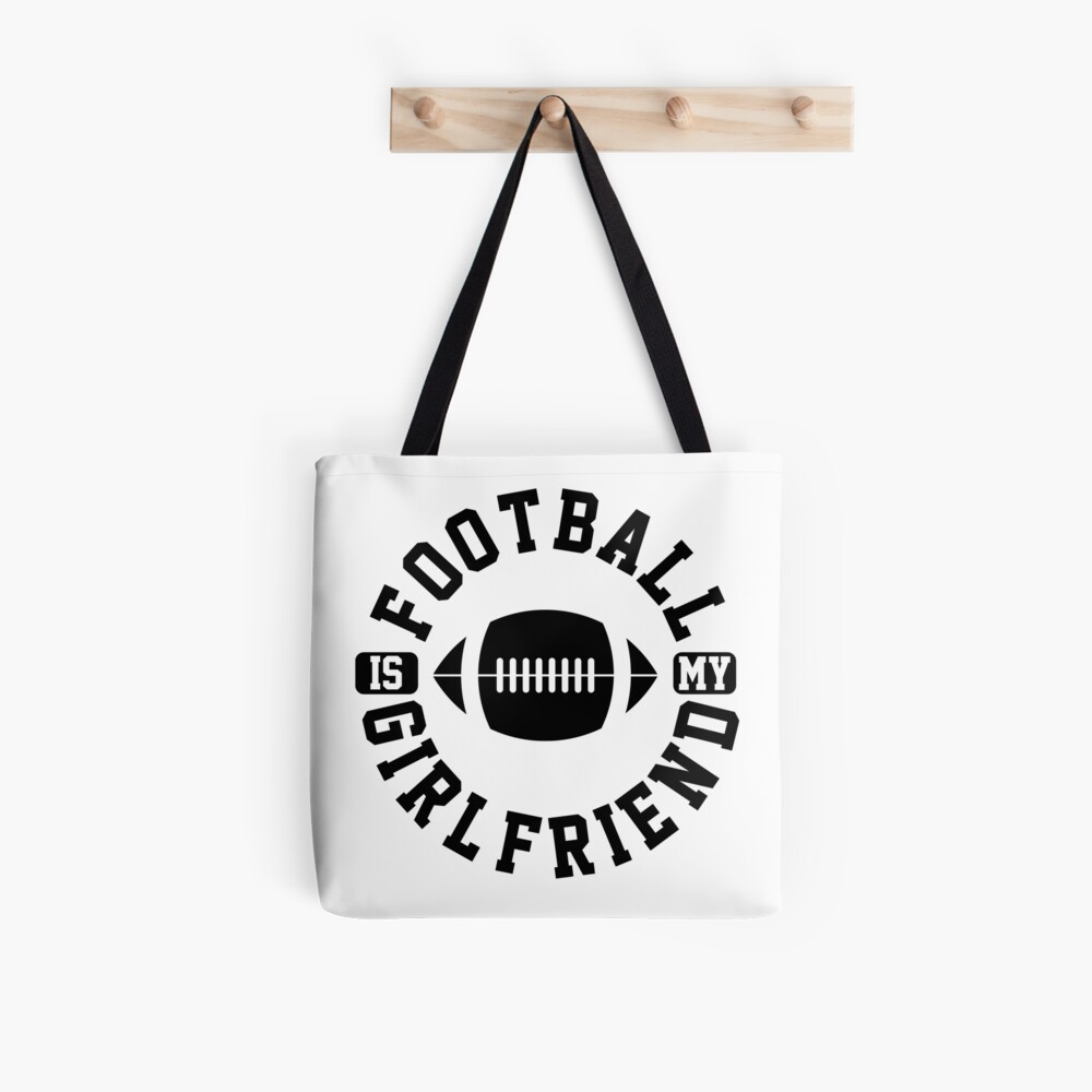 Football Is My Girlfriend Love Football Player Shirt Baseball Heart Football Is Life Gifts For Him 2 Tote Bag For Sale By Zkoorey Redbubble