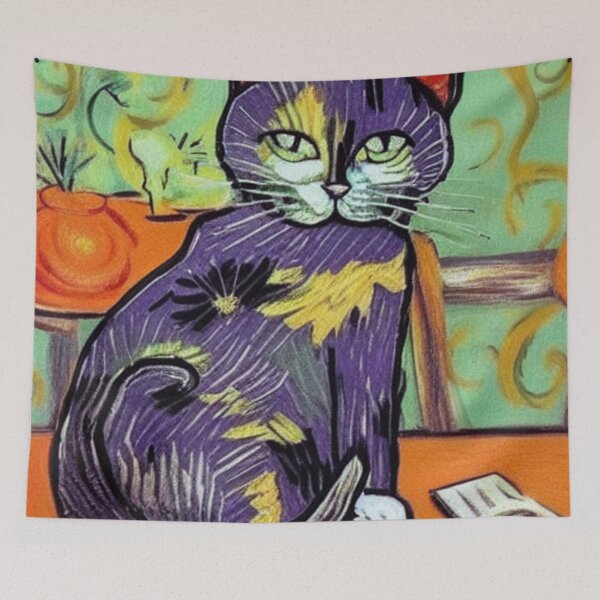 Item preview, Cat vangogh style designed and sold by Ashley Lustful.