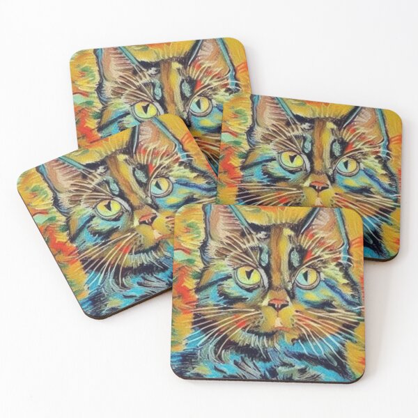 Item preview, cat face colors vangogh style designed and sold by Ashley Lustful.