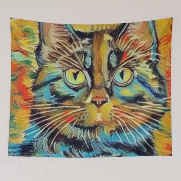 Item preview, cat face colors vangogh style designed and sold by Ashley Lustful.
