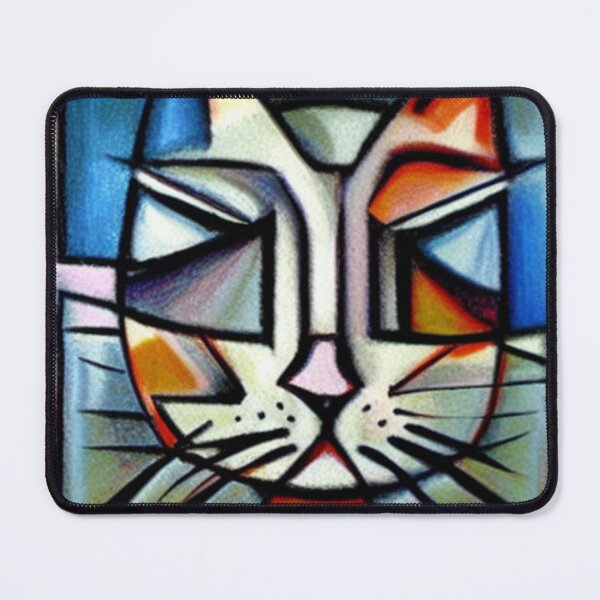 Item preview, CAT BLUE RED CUBISM designed and sold by Ashley Lustful.