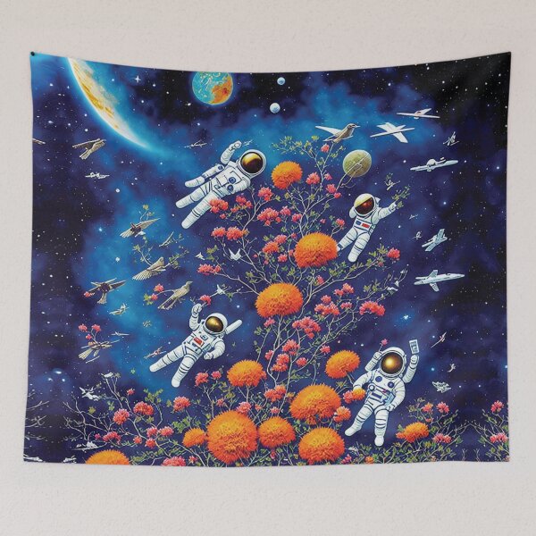 Item preview, astronauts cosmonauts in space with flowers, cosmos, weird, fantasy art, space traveler designed and sold by SBlagojevic.