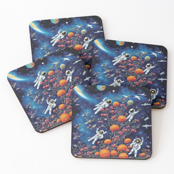 Item preview, astronauts cosmonauts in space with flowers, cosmos, weird, fantasy art, space traveler designed and sold by SBlagojevic.