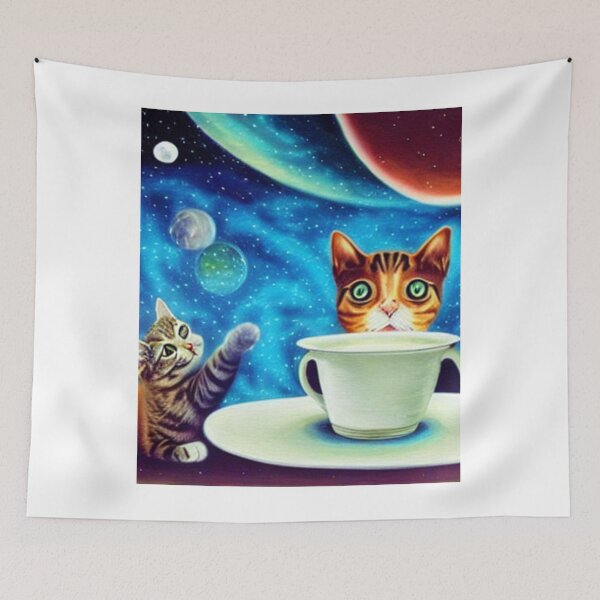 Item preview, Cat/kitten having coffee in the space designed and sold by artstore911.