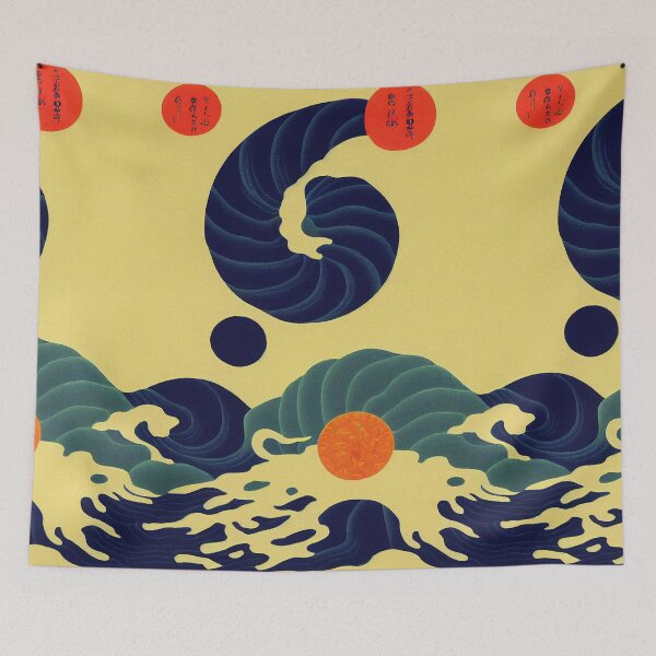 Artikelvorschau, Japanische Ukiyo-E-Sushi-Welle entworfen und verkauft von Fragpop.