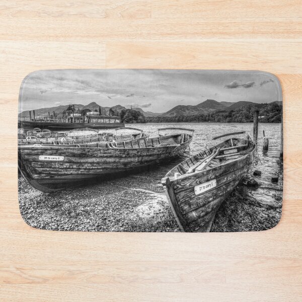 Item preview, Black And White Derwentwater Wooden Rowing Boats designed and sold by Paul Thompson Photography.