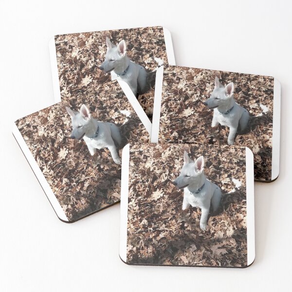 Item preview, White german shephard in fall leaves designed and sold by MeggyMayDesigns.