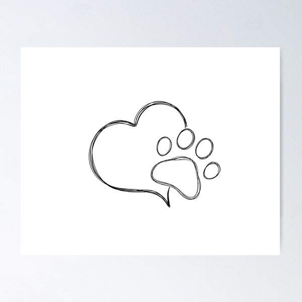 illustration d'art en ligne soins pour animaux de compagnie, empreinte de  chien. Idée de tatouage de patte de chien, empreinte de chien | Carte de
