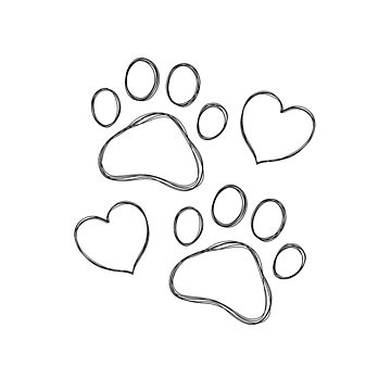 line art illustration pet care, dog footprint. Dog paw tattoo idea