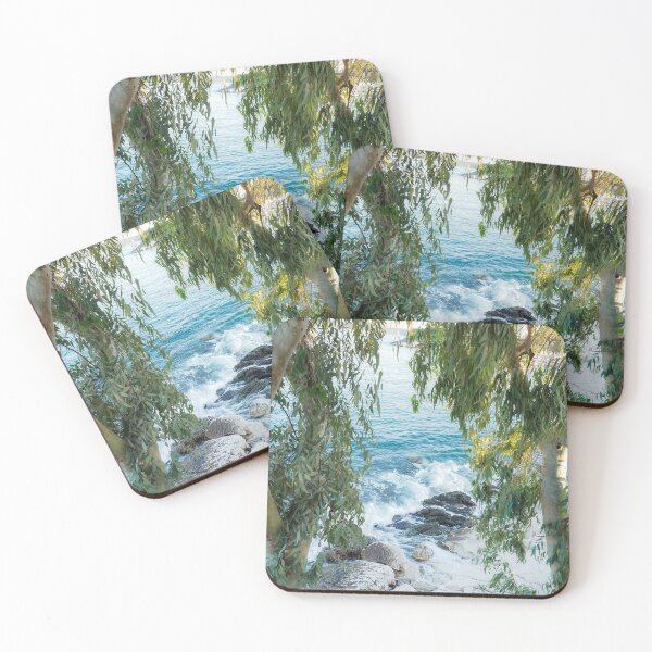 Item preview, Eucalyptus Trees Tumble to the Blue Ocean Corfu Greece Art Print nickbrayimages designed and sold by nickbrayimages.