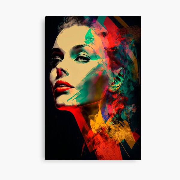Retrato de Mujer Multicolor Lienzo