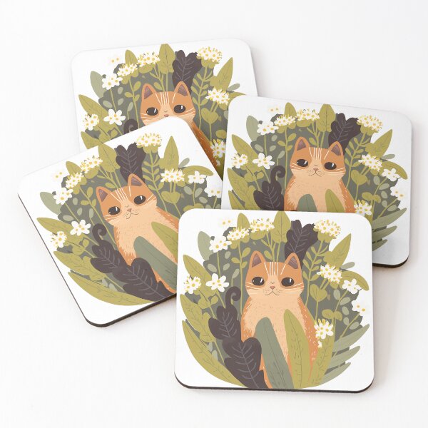 Item preview, Cute Ginger Cat in Some Wild Flowers designed and sold by Odd World.