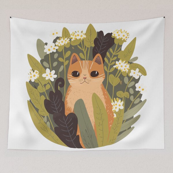 Item preview, Cute Ginger Cat in Some Wild Flowers designed and sold by Odd World.