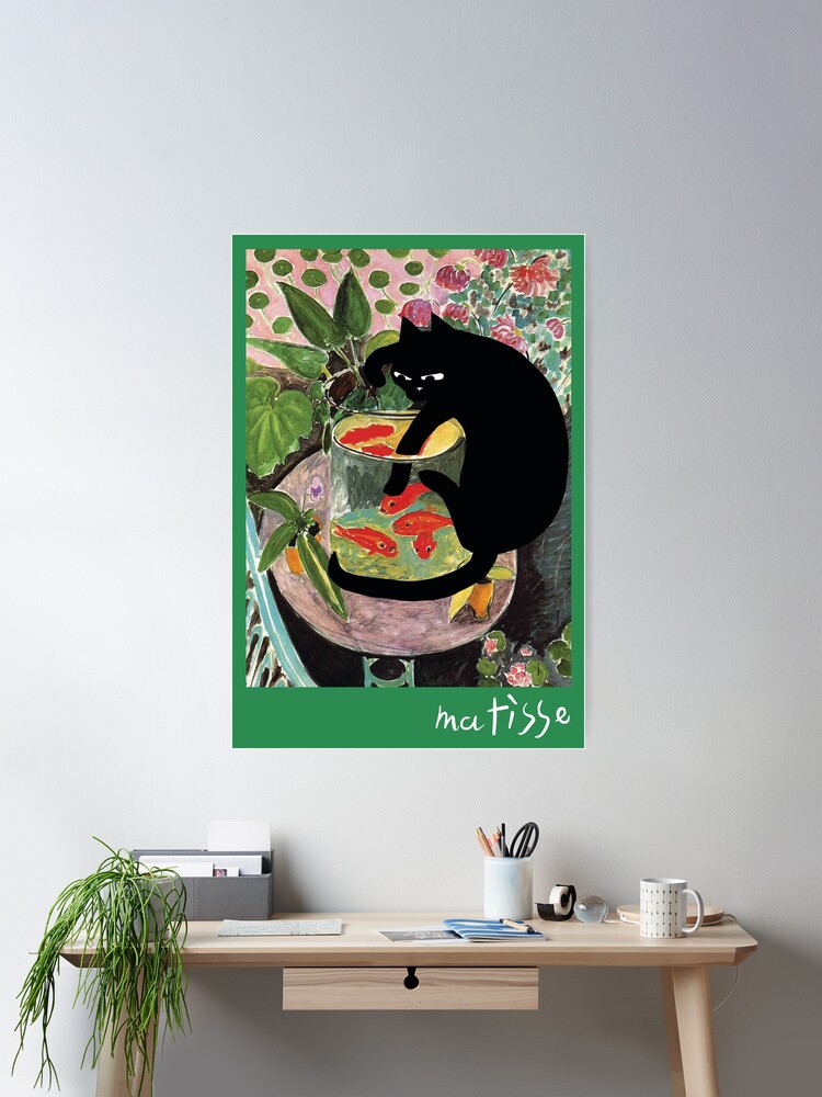 Thumbnail 1 of 3, Poster, matisse's goldfish and a cat designed and sold by Mitra Farmand.