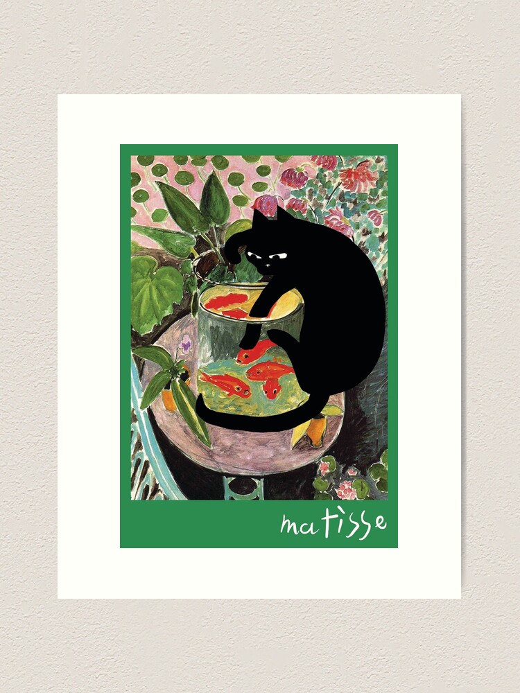 Alternate view of matisse's goldfish and a cat Art Print