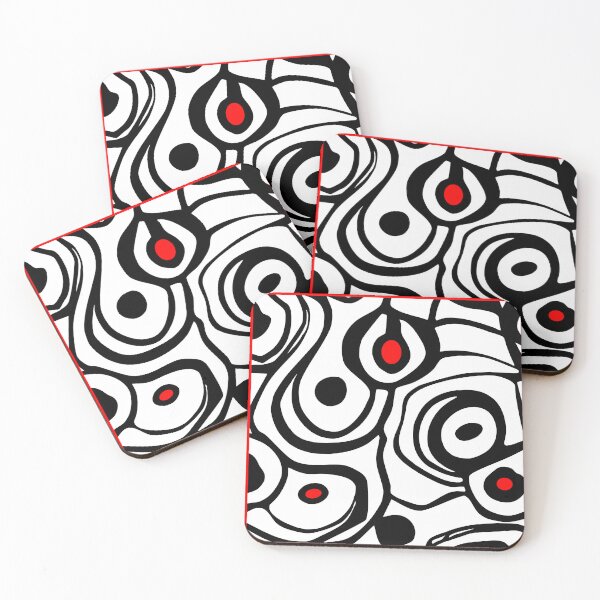 Item preview, Black White Red Blobs designed and sold by Lois Eastlund.