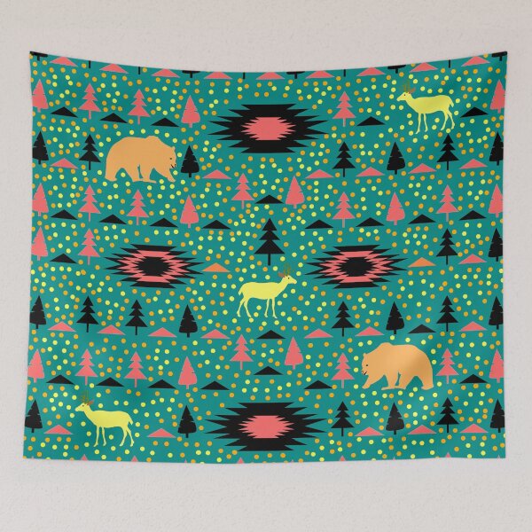 Item preview, Winter pattern with deer, bears and little dots designed and sold by cocodes.