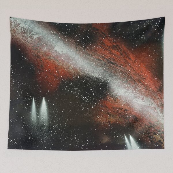 Item preview, Spray paint art red nebula designed and sold by WoodRocksArt.