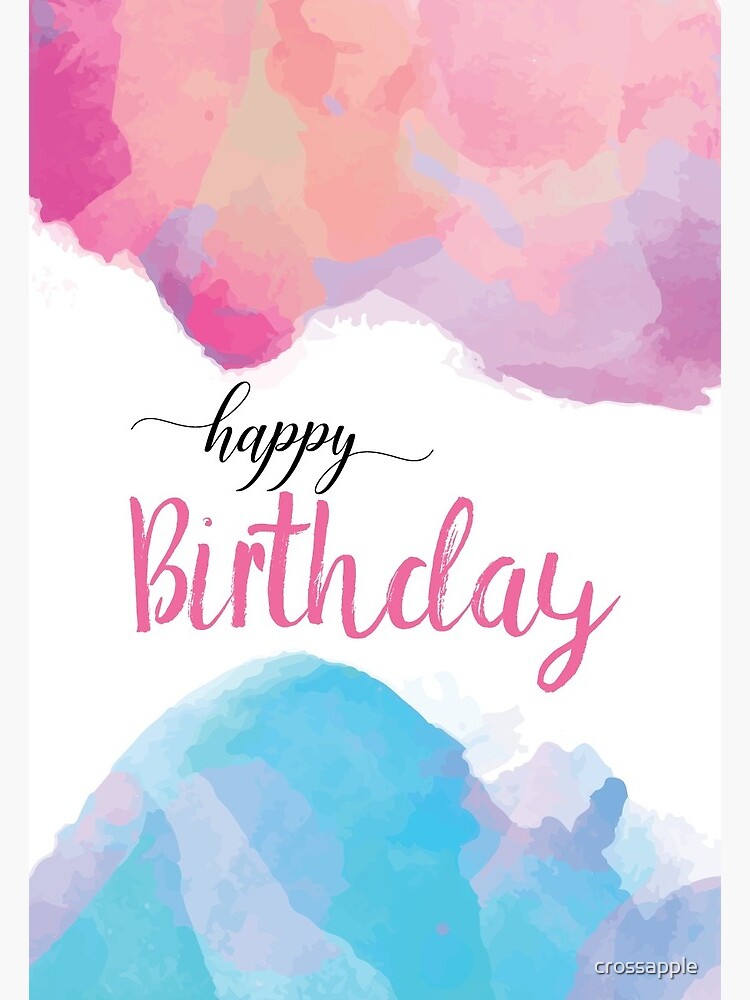 Colorful Watercolor Floral Birthday Greeting Card, Blank Inside