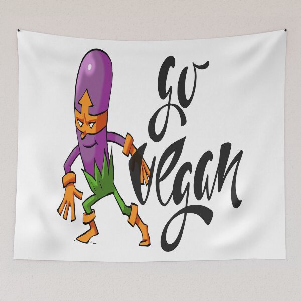 Item preview, Go Vegan Purple Eggplant Foodietoon Superhero Aubergine Brinjal designed and sold by ProjectX23.