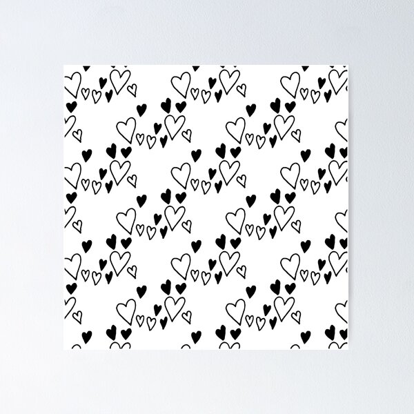 Item preview, Hand Drawn Black Hearts Valentine Love Pattern designed and sold by risingrocket.