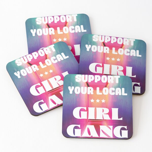 Item preview, Retro Neon Gradient Support Your Local Girl Gang Feminist Squad Funky Quote designed and sold by Ashleylcoop.