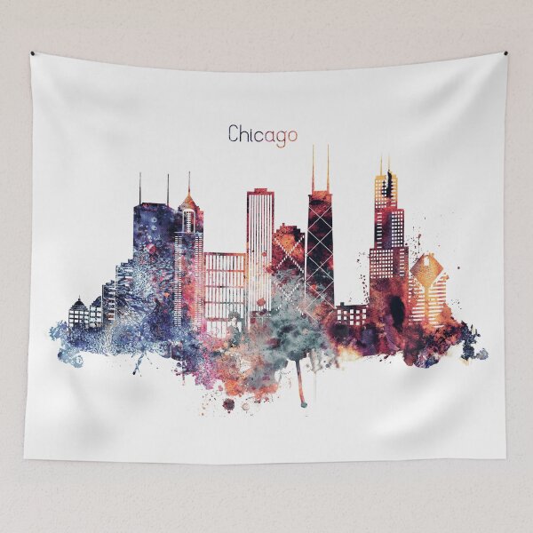 Item preview, Chicago Watercolor Skyline Art designed and sold by IvonDesign.