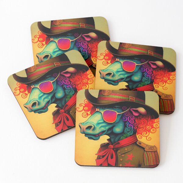 Item preview, Psychedelic Blue Bull Soldier  wearing sunglasses designed and sold by dholzric.