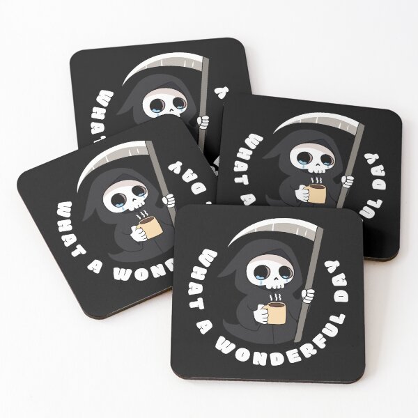 Item preview, Funny grim reaper who loves coffee - what a wonderful day designed and sold by Yarafantasyart.