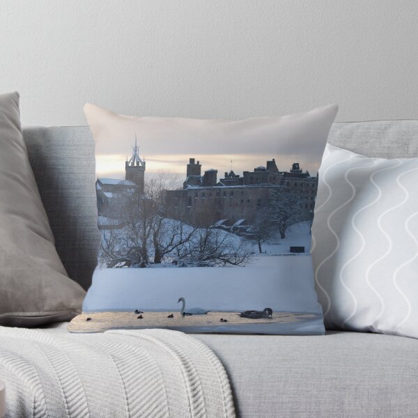 Snowy Linlithgow Palace ( Wentworth Prison in Outlander) Throw Pillow