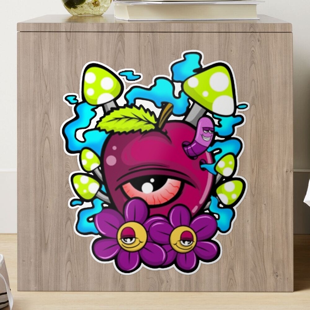 Trippy Cartoon Apple Mushroom Design