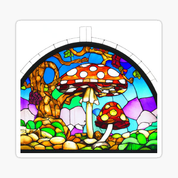 Amanita Muscaria Magic Mushroom Stained Glass Sticker For Sale By Annikaspika Redbubble