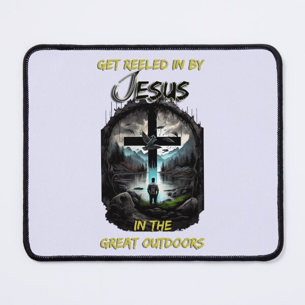 Item preview, Mountains, Lake, and Christian Cross: Outdoor Inspiration - Get Reeled in by Jesus designed and sold by Art4Christ.